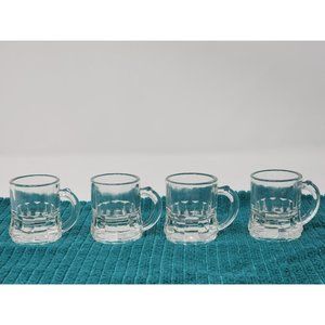 Vintage Federal Glass Clear Mini Beer Mug Shot Glasses Marked‎ On The Bottom